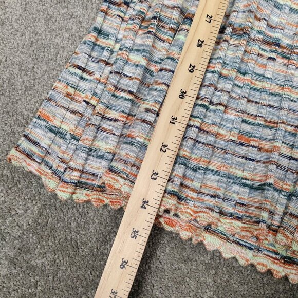 Shoshanna Women's Mini Dress Size L Multicolor Scalloped Hem Knit Ribbed V Neck - Picture 14 of 14